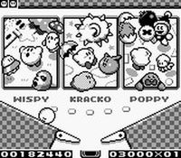 une photo d'Ã©cran de Kirby s Pinball Land sur Nintendo Game Boy